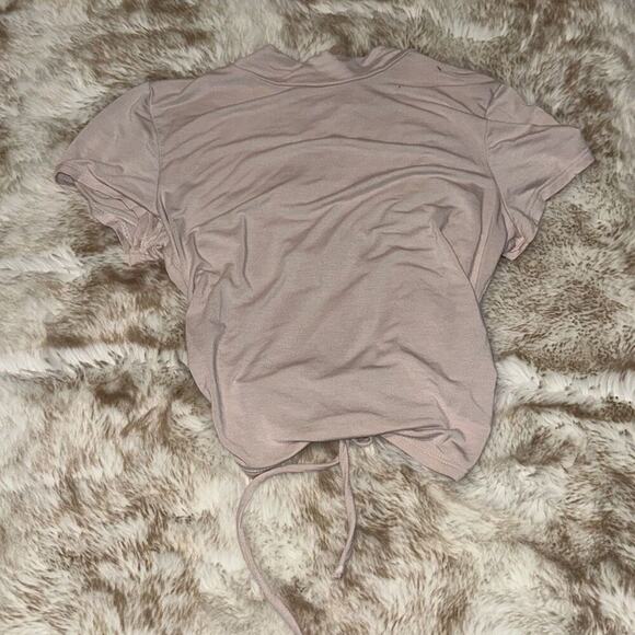 Lelis Cropped Neutral T-Shirt with Adjustable Open Back | Sz S - Picture 2 of 5